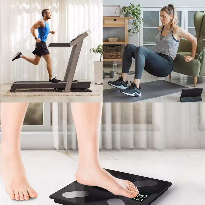 Brezžična Bluetooth povezava tehtnice FITSCALE z iOS in Android napravami ter Apple Health aplikacijo.