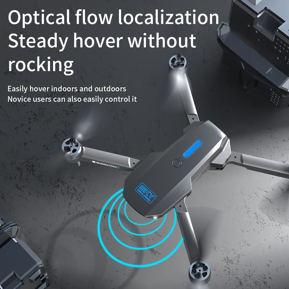Mini dron s kamero in optično lokalizacijo za stabilen let brez tresenja, primeren za uporabo v zaprtih prostorih in zunaj.